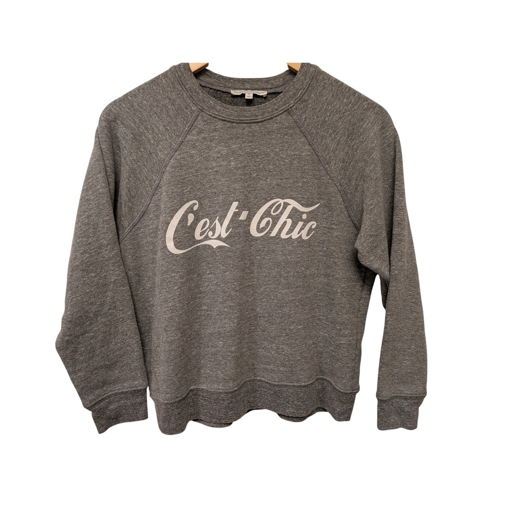 Rebecca Minkoff C'est Chic Graphic Sweatshirt Heather Gray‎ Size S Athleisure